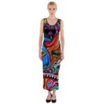 Psychedelic Trippy Hippie  Weird Art Fitted Maxi Dress