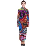 Psychedelic Trippy Hippie  Weird Art Turtleneck Maxi Dress