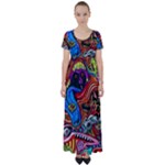 Psychedelic Trippy Hippie  Weird Art High Waist Short Sleeve Maxi Dress
