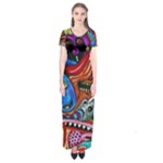 Psychedelic Trippy Hippie  Weird Art Short Sleeve Maxi Dress