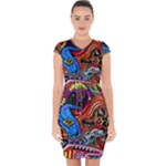 Psychedelic Trippy Hippie  Weird Art Capsleeve Drawstring Dress 