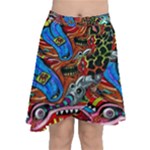 Psychedelic Trippy Hippie  Weird Art Chiffon Wrap Front Skirt
