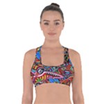 Psychedelic Trippy Hippie  Weird Art Cross Back Sports Bra