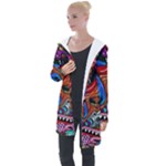 Psychedelic Trippy Hippie  Weird Art Longline Hooded Cardigan