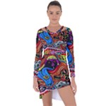Psychedelic Trippy Hippie  Weird Art Asymmetric Cut-Out Shift Dress