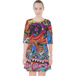 Psychedelic Trippy Hippie  Weird Art Quarter Sleeve Pocket Dress
