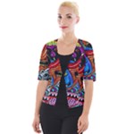 Psychedelic Trippy Hippie  Weird Art Cropped Button Cardigan