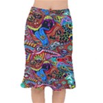 Psychedelic Trippy Hippie  Weird Art Short Mermaid Skirt