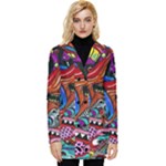 Psychedelic Trippy Hippie  Weird Art Button Up Hooded Coat 