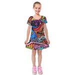 Psychedelic Trippy Hippie  Weird Art Kids  Short Sleeve Velvet Dress