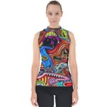 Psychedelic Trippy Hippie  Weird Art Mock Neck Shell Top