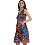 Psychedelic Trippy Hippie  Weird Art Sleeveless V-Neck Skater Dress with Pockets