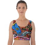 Psychedelic Trippy Hippie  Weird Art Velvet Crop Top