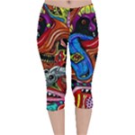 Psychedelic Trippy Hippie  Weird Art Velvet Capri Leggings 