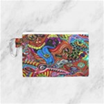 Psychedelic Trippy Hippie  Weird Art Canvas Cosmetic Bag (Small)