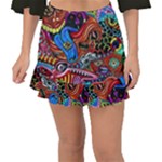 Psychedelic Trippy Hippie  Weird Art Fishtail Mini Chiffon Skirt