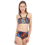 Psychedelic Trippy Hippie  Weird Art Cage Up Bikini Set