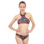 Psychedelic Trippy Hippie  Weird Art High Neck Bikini Set