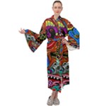 Psychedelic Trippy Hippie  Weird Art Maxi Velvet Kimono