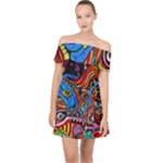 Psychedelic Trippy Hippie  Weird Art Off Shoulder Chiffon Dress