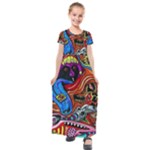 Psychedelic Trippy Hippie  Weird Art Kids  Short Sleeve Maxi Dress
