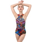 Psychedelic Trippy Hippie  Weird Art Cross Front Low Back Swimsuit