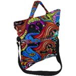 Psychedelic Trippy Hippie  Weird Art Fold Over Handle Tote Bag