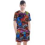Psychedelic Trippy Hippie  Weird Art Men s Mesh T-Shirt and Shorts Set
