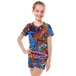 Psychedelic Trippy Hippie  Weird Art Kids  Mesh T-Shirt and Shorts Set