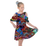 Psychedelic Trippy Hippie  Weird Art Kids  Shoulder Cutout Chiffon Dress