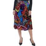 Psychedelic Trippy Hippie  Weird Art Classic Velour Midi Skirt 