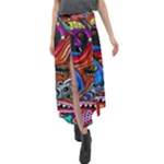 Psychedelic Trippy Hippie  Weird Art Velour Split Maxi Skirt