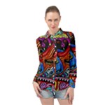 Psychedelic Trippy Hippie  Weird Art Long Sleeve Chiffon Shirt