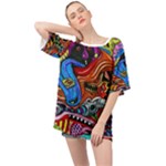 Psychedelic Trippy Hippie  Weird Art Oversized Chiffon Top