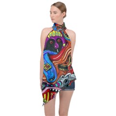 Halter Asymmetric Satin Top 