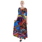 Psychedelic Trippy Hippie  Weird Art Half Sleeves Maxi Dress