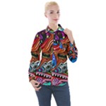 Psychedelic Trippy Hippie  Weird Art Women s Long Sleeve Pocket Shirt