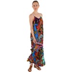 Psychedelic Trippy Hippie  Weird Art Cami Maxi Ruffle Chiffon Dress