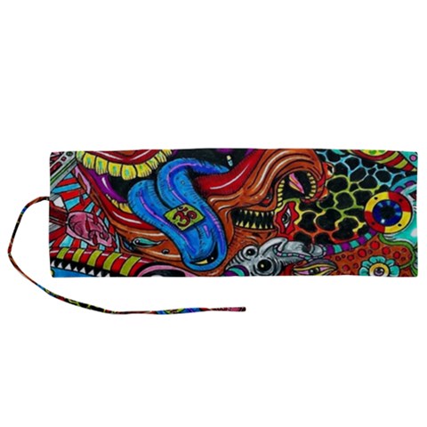 Psychedelic Trippy Hippie  Weird Art Roll Up Canvas Pencil Holder (M) from ArtsNow.com