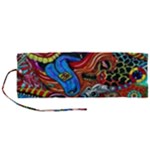 Psychedelic Trippy Hippie  Weird Art Roll Up Canvas Pencil Holder (M)