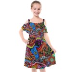 Psychedelic Trippy Hippie  Weird Art Kids  Cut Out Shoulders Chiffon Dress