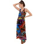 Psychedelic Trippy Hippie  Weird Art V-Neck Chiffon Maxi Dress