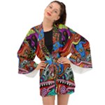 Psychedelic Trippy Hippie  Weird Art Long Sleeve Kimono