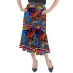 Psychedelic Trippy Hippie  Weird Art Midi Mermaid Skirt