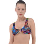 Psychedelic Trippy Hippie  Weird Art Ring Detail Bikini Top