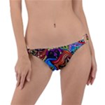 Psychedelic Trippy Hippie  Weird Art Ring Detail Bikini Bottoms