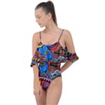 Psychedelic Trippy Hippie  Weird Art Drape Piece Swimsuit