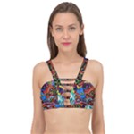 Psychedelic Trippy Hippie  Weird Art Cage Up Bikini Top