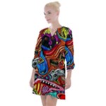 Psychedelic Trippy Hippie  Weird Art Open Neck Shift Dress