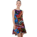 Psychedelic Trippy Hippie  Weird Art Frill Swing Dress